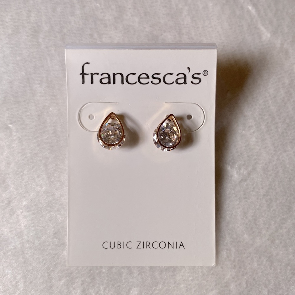 Cubic Zirconia Teardrop Studs